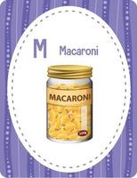 Alphabet flashcard with letter M for Macaroni vector