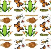 Seamless pattern with many insects on white background vector