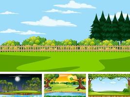 Four different scene of nature park and forest vector