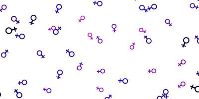 textura de vector rosa púrpura claro con símbolos de derechos de las mujeres