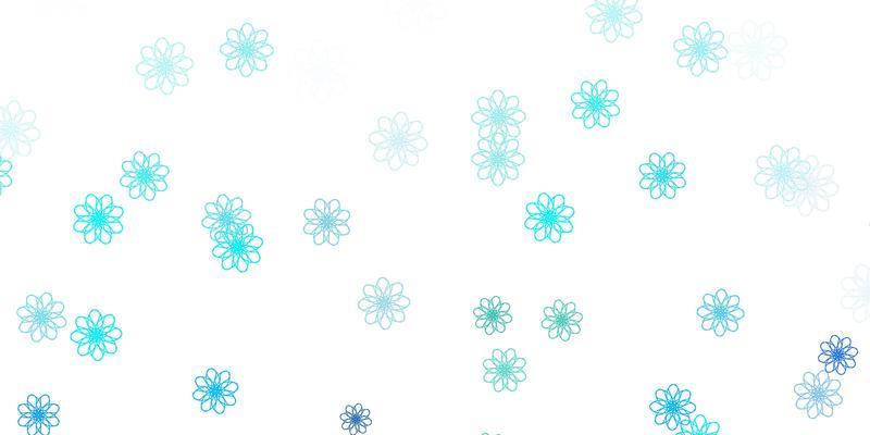 Light Blue Green vector doodle texture with flowers