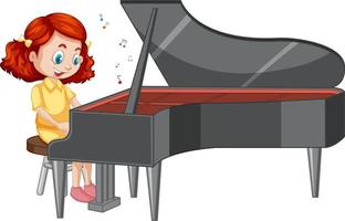 personaje de dibujos animados de niña tocando el piano vector