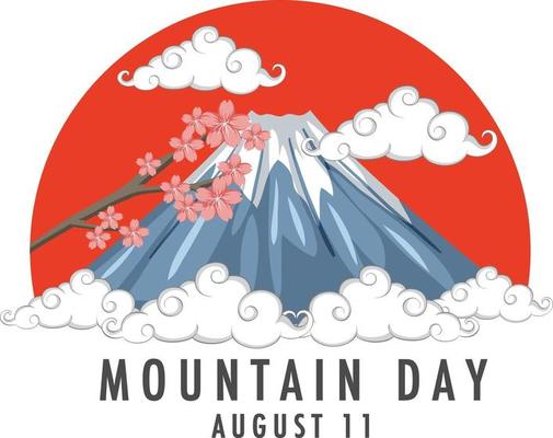 Mountain Day in Japan on August 11 banner with Mount Fuji