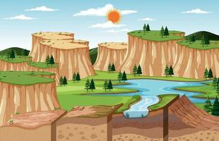 Nature landscape scene with soil layers vector