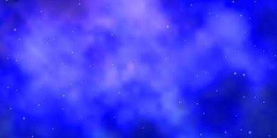 Plantilla de vector de color púrpura claro con estrellas de neón brillando ilustración colorida con patrón de estrellas pequeñas y grandes para envolver regalos