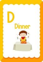 Alphabet flashcard with letter D for Dinner vector