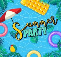 Summer Party text banner with beach elements vector