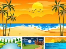 Four different scene of nature park and forest vector