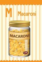 Alphabet flashcard with letter M for Macaroni vector