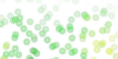 Light green yellow vector doodle background with flowers