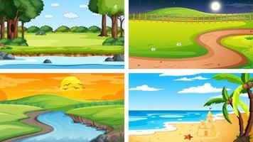 Four different scene of nature park and forest vector