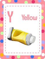 Alphabet flashcard with letter Y for Yellow vector