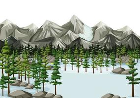 Fondo de paisaje de invierno de dibujos animados transparente vector