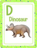 flashcard del alfabeto con la letra d para dinosaurio vector