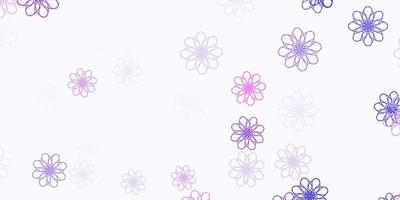 Light Pink Blue vector doodle pattern with flowers