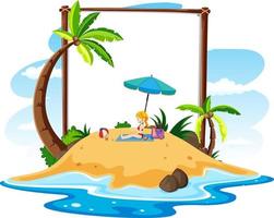 Tema de playa de verano con banner en blanco aislado sobre fondo blanco. vector