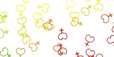 Light Red Yellow vector texture with women rights symbols