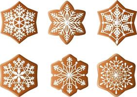 christmas snowflakes shaped gingerbread cookies vector