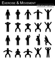 Exercise and Movement . move step by step . simple flat stick man vector . Medical , Science and Healthcare concept .