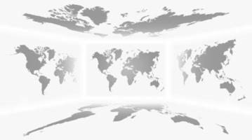 Perspective room and set of all side world map background . Vector .