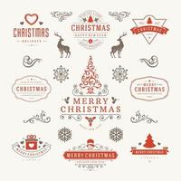 Christmas labels and badges vector