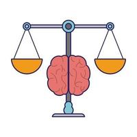 justicia, equilibrio, y, cerebro, símbolo vector