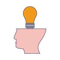 Head with bulb light symbol vector