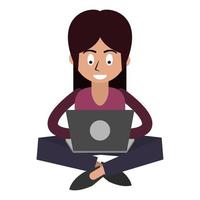 woman using laptop vector