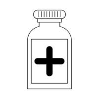 Medicine bottle cartoon isolated in black and white vector