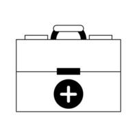 Medical first aids suitcase symbol in black and white vector