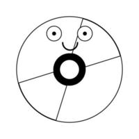 CD rom technology cute cartoon in black and white vector