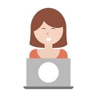 mujer con laptop vector