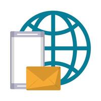 cellphone with globe and envelope vector