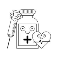 Medical healthcare cartoons in black and white vector