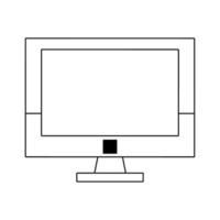 Computer screen hardware symbol in black and white vector