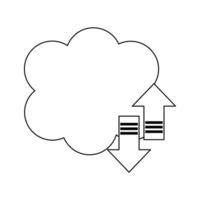 símbolo de la tecnología de computación en la nube en blanco y negro vector