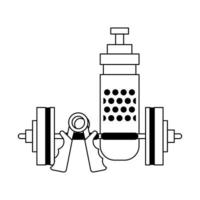 Fitness and sport equipment in black and white vector