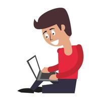 man using computer vector