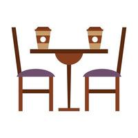 restaurant food and cuisine coffee cups over a restaurant table icon cartoons vector illustration graphic design