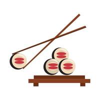 Restaurante de comida y cocina de sushi con palillos icono de dibujos animados ilustración vectorial diseño gráfico vector