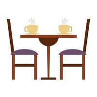 Restaurante comida y cocina taza de café sobre un icono de mesa de restaurante dibujos animados ilustración vectorial diseño gráfico vector