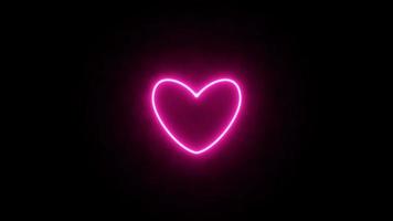 letrero de neón de amor rosa con vapor. corazón palpitante. secuencias de vídeo de animación. bucle de animación realista video