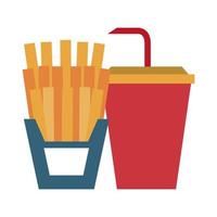 restaurant food and cuisine french fries and soda cup icon cartoons vector illustration graphic design