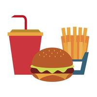 restaurant food and cuisine hamburger, french fries and soda cup icon cartoons vector illustration graphic design