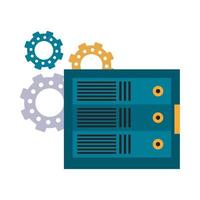 computer connection and gears icon cartoon vector illustration graphic design