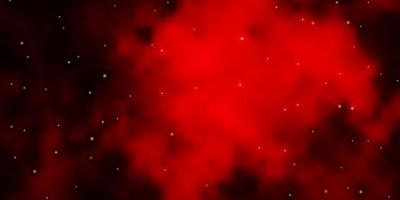 Fondo de vector rojo oscuro con estrellas pequeñas y grandes