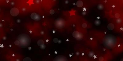 textura de vector rojo oscuro con círculos estrellas