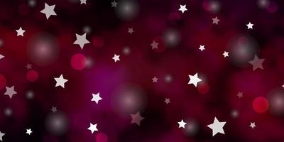Light Pink vector background with circles stars