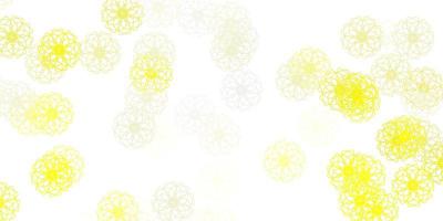 Fondo de doodle de vector amarillo claro con flores