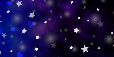 Dark Pink Blue vector backdrop with circles stars